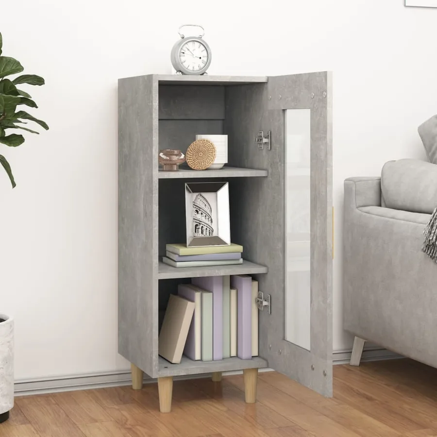 Buffet Gris béton 34,5x34x90 cm Bois d'ingénierie - 3