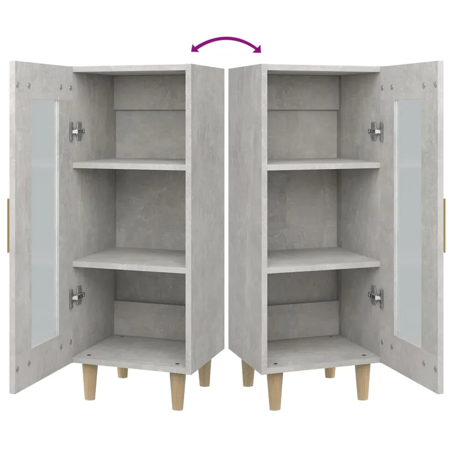 Buffet Gris béton 34,5x34x90 cm Bois d'ingénierie - 9