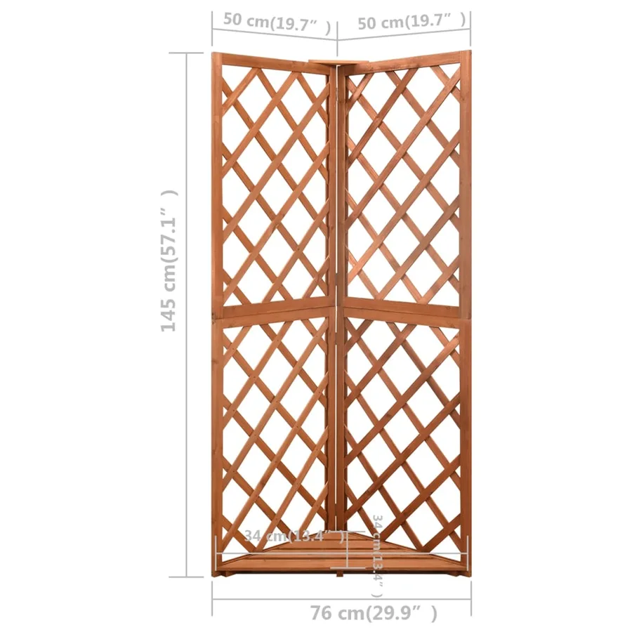 Treillis d'angle 50x50x145 cm Bois de sapin massif - 7