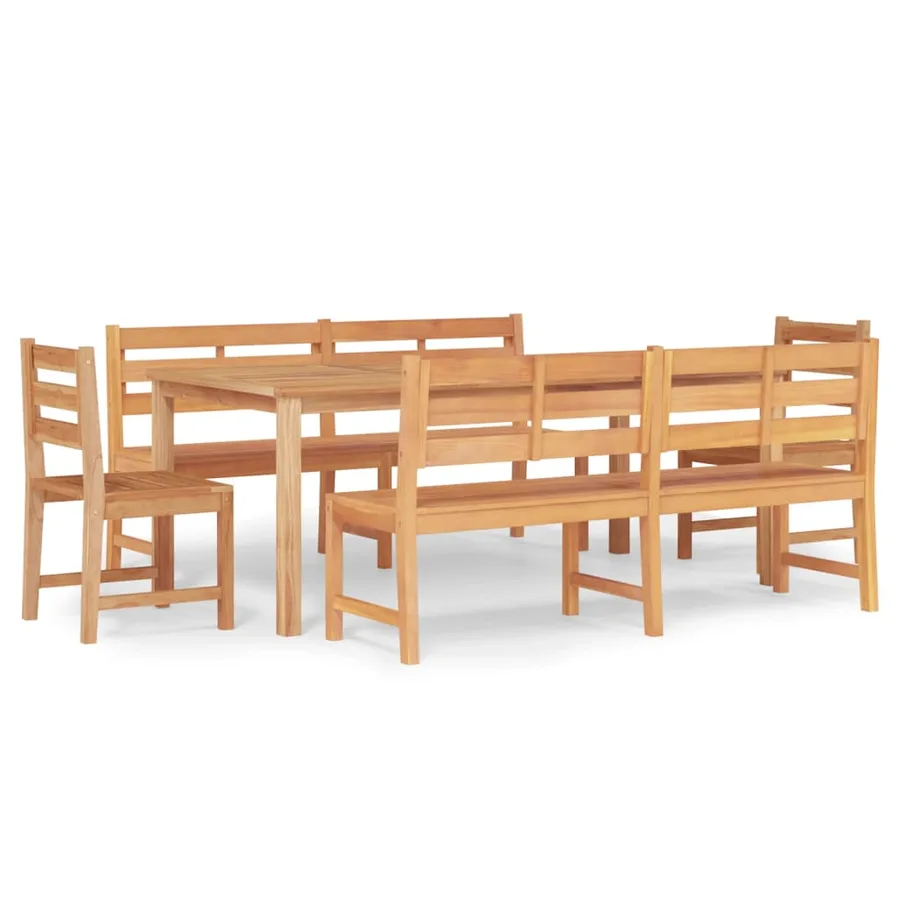 Ensemble à manger de jardin 5pcs Bois de teck massif - 2