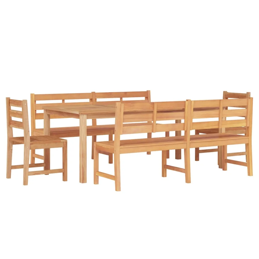 Ensemble à manger de jardin 5pcs Bois de teck massif - 3