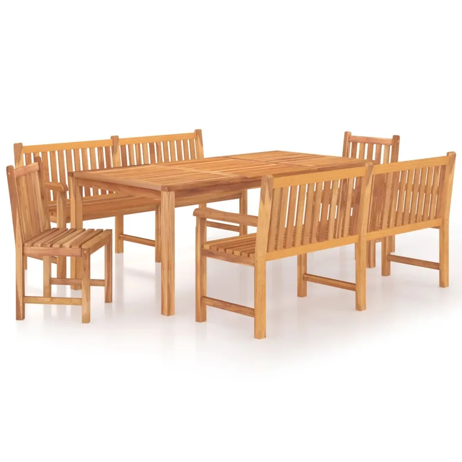 Ensemble à manger de jardin 5pcs Bois de teck massif - 2