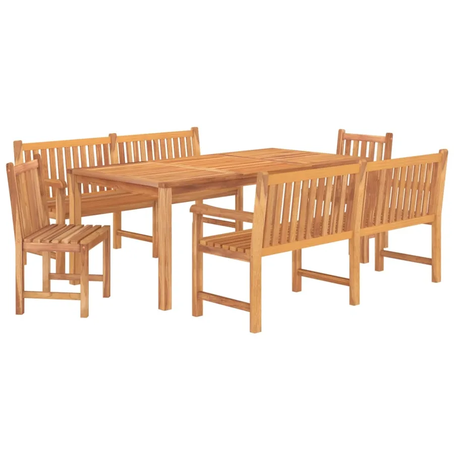 Ensemble à manger de jardin 5pcs Bois de teck massif - 3