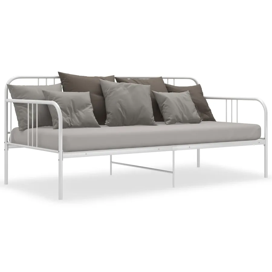 Cadre de canapé-lit sans matelas blanc métal 90x200 cm - 6