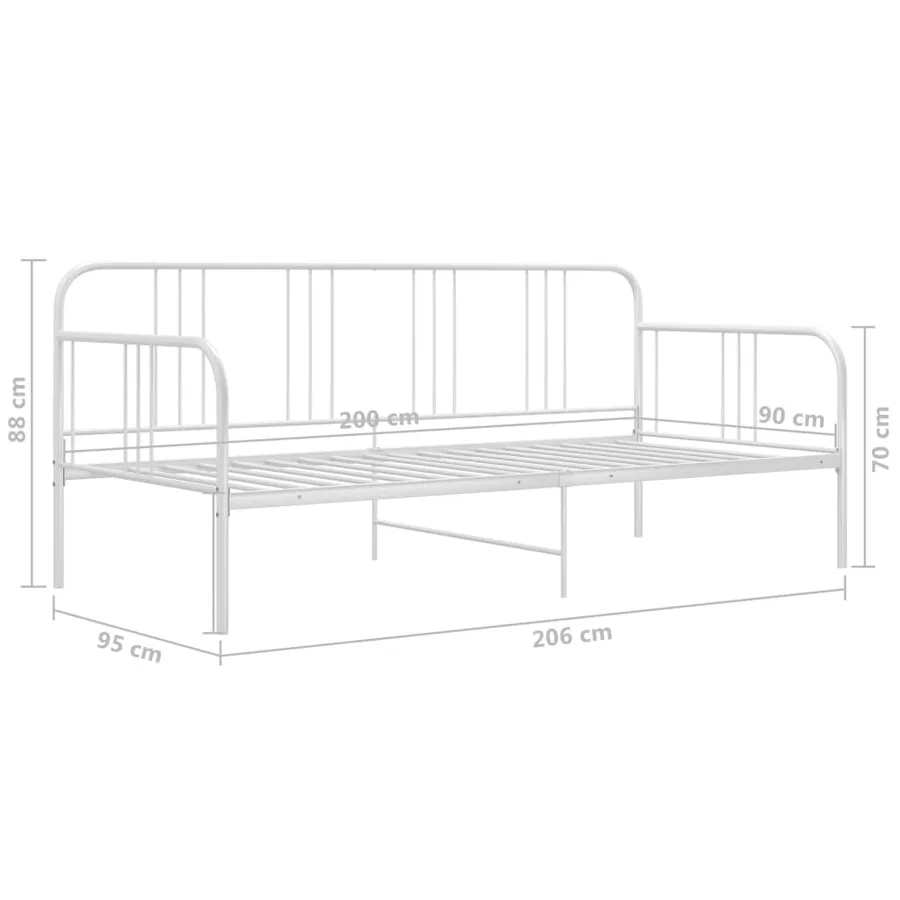 Cadre de canapé-lit sans matelas blanc métal 90x200 cm - 8