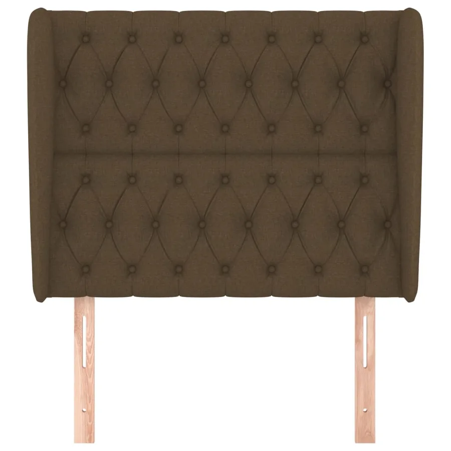 Tête de lit avec oreilles Marron foncé 103x23x118/128 cm Tissu - 3