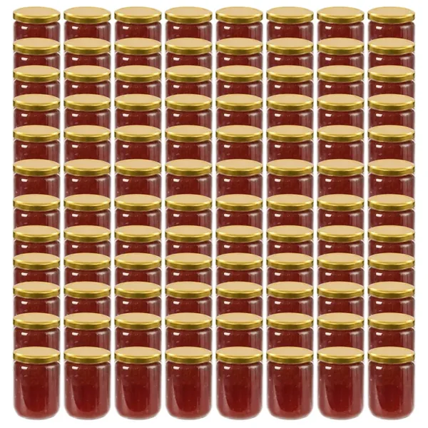 Pots à confiture avec couvercle doré 96 pcs Verre 230 ml