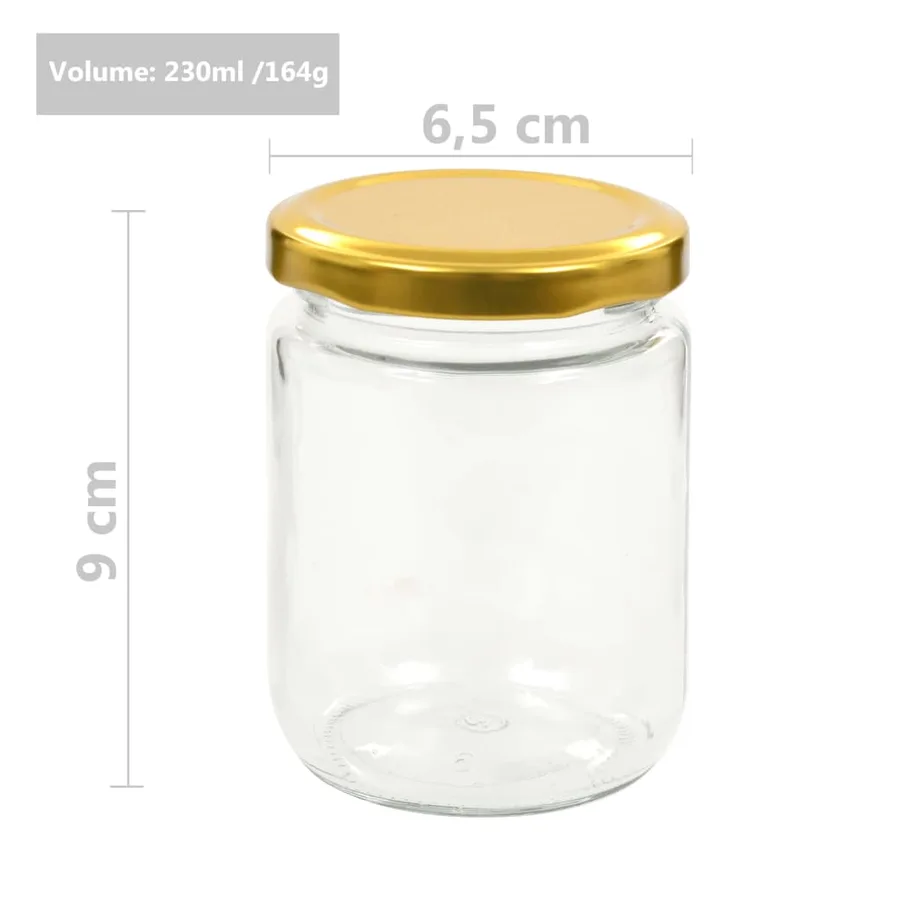 Pots à confiture avec couvercle doré 96 pcs Verre 230 ml - 7