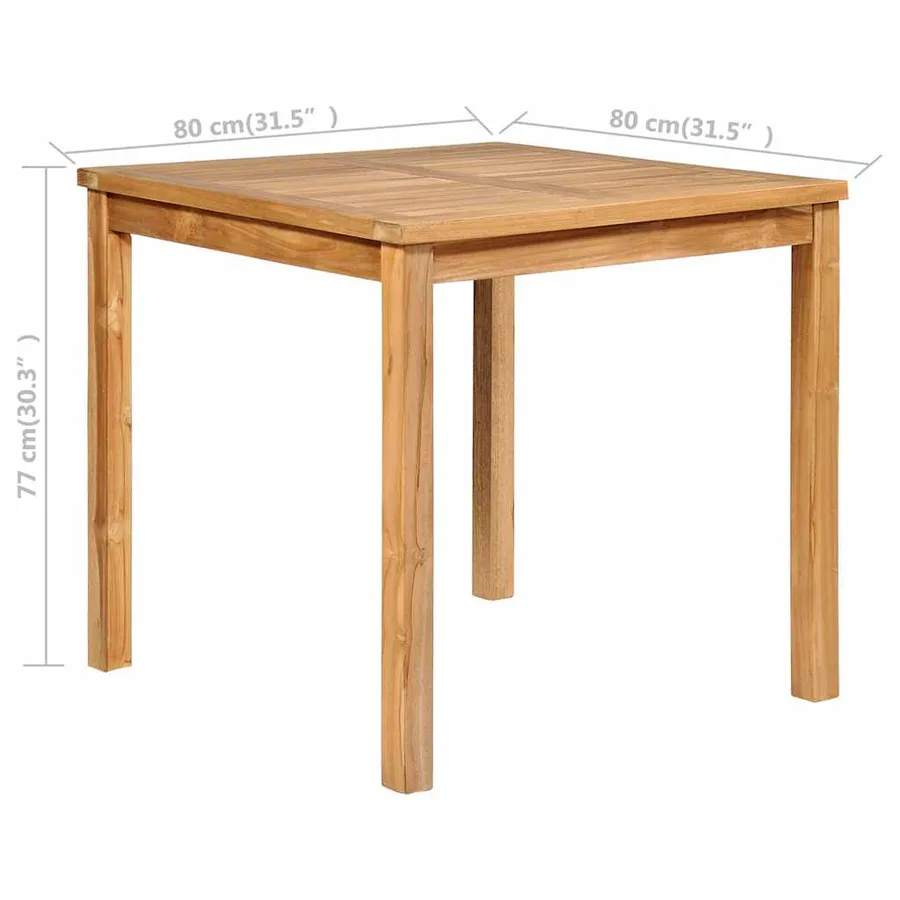 Ensemble de salle à manger de jardin 5 pièces 80 x 80 cm en bois de teck massif - 15