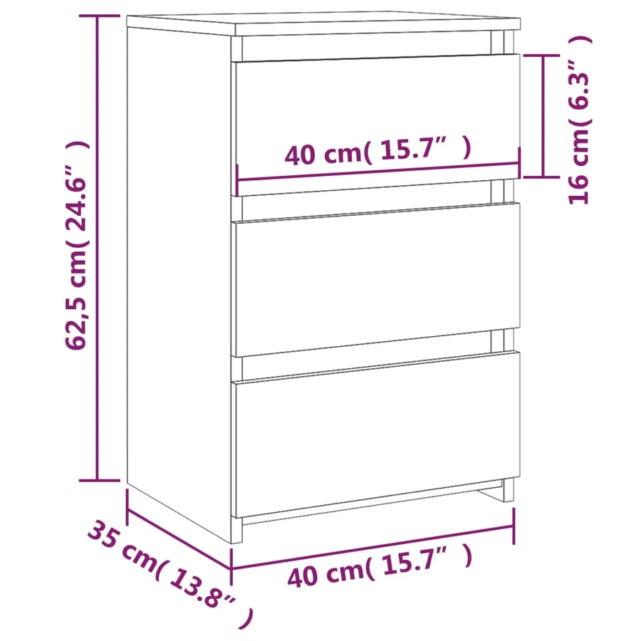 Table de chevet Sonoma gris 40x35x62,5 cm Bois d'ingénierie - 8
