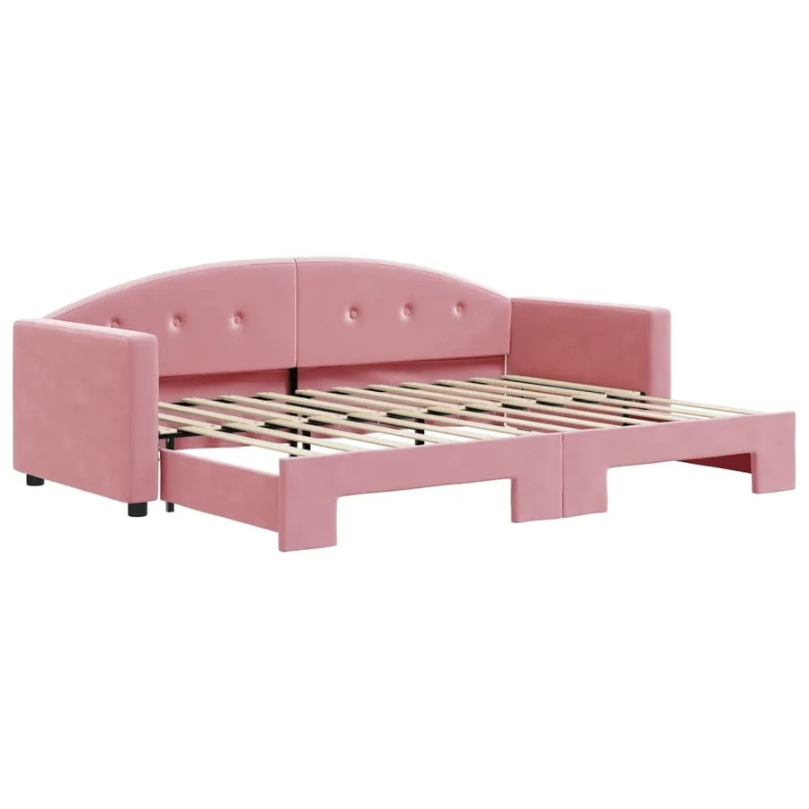 Lit de jour avec gigogne sans matelas rose 80x200 cm - 2