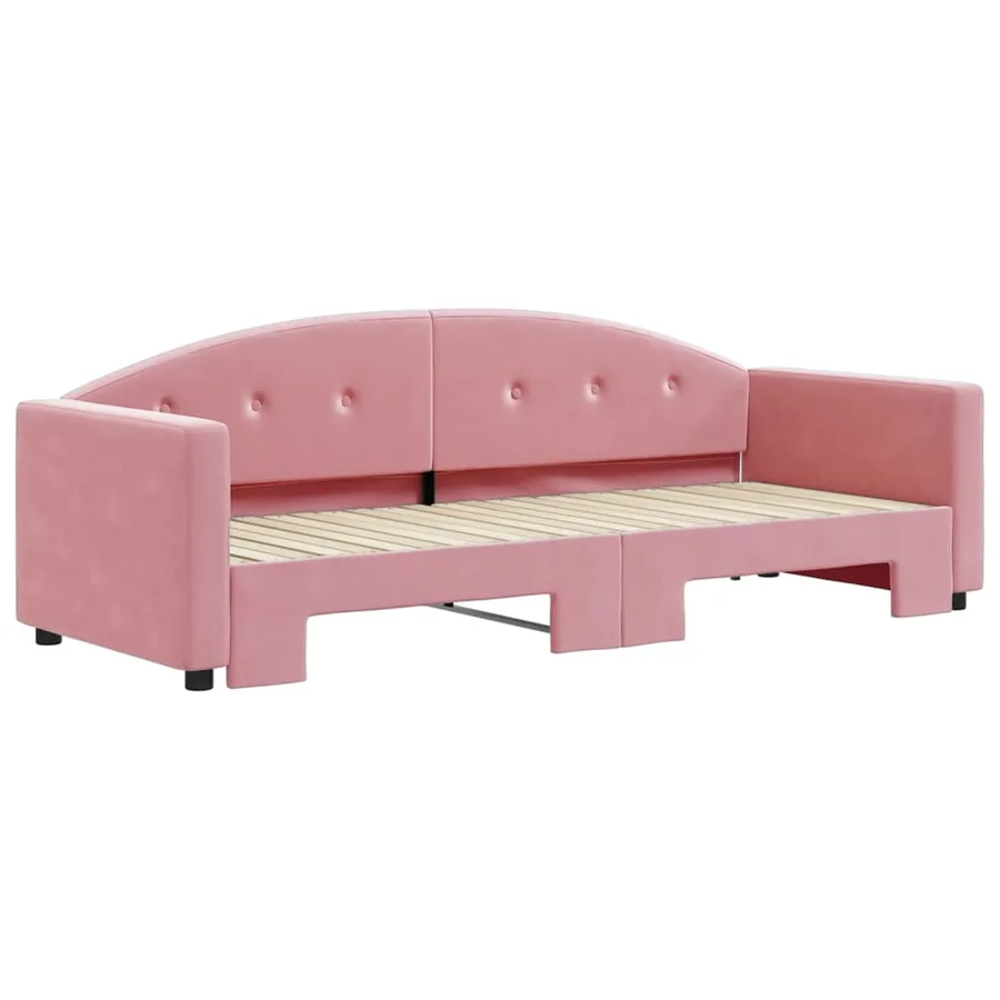 Lit de jour avec gigogne sans matelas rose 80x200 cm - 3