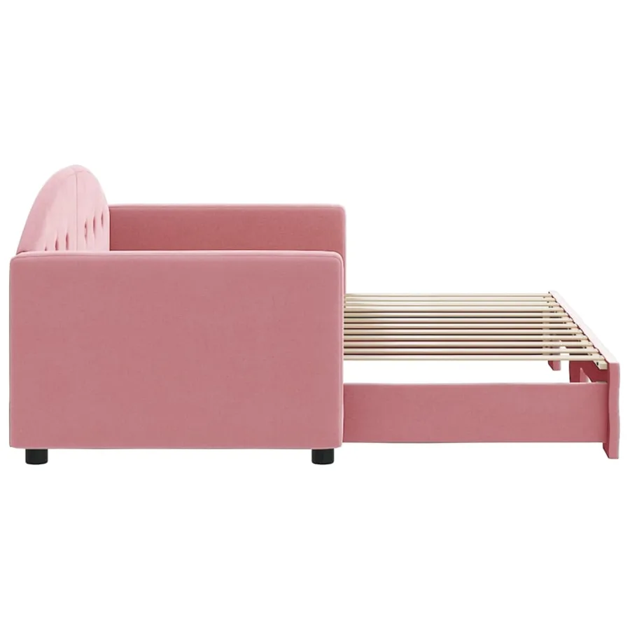 Lit de jour avec gigogne sans matelas rose 80x200 cm - 4