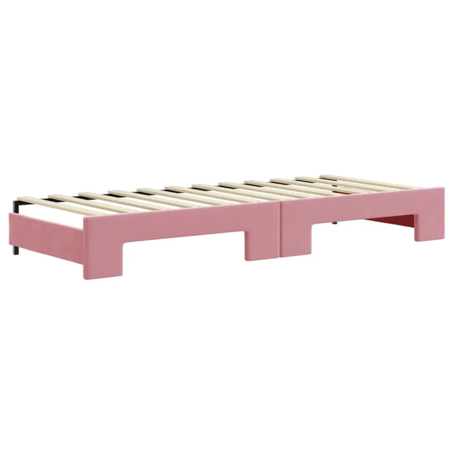 Lit de jour avec gigogne sans matelas rose 80x200 cm - 7