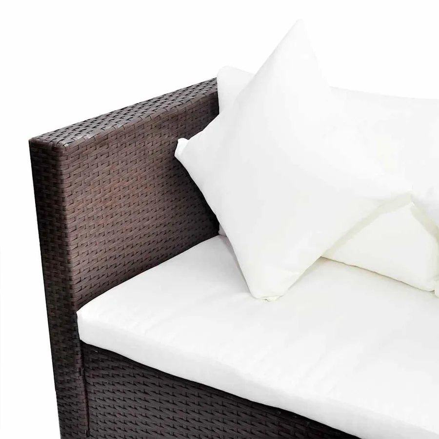 Salon de jardin 4 pcs avec coussins Résine tressée Marron - 5
