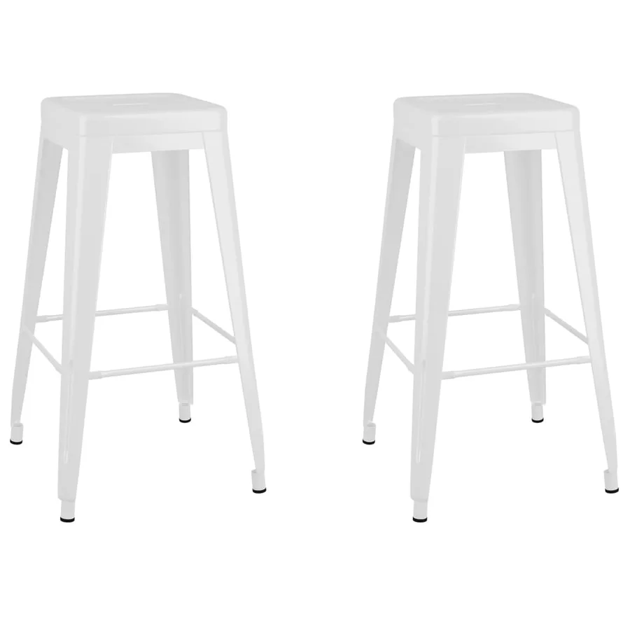 Tabourets de bar empilables lot de 2 blanc Métal - 2