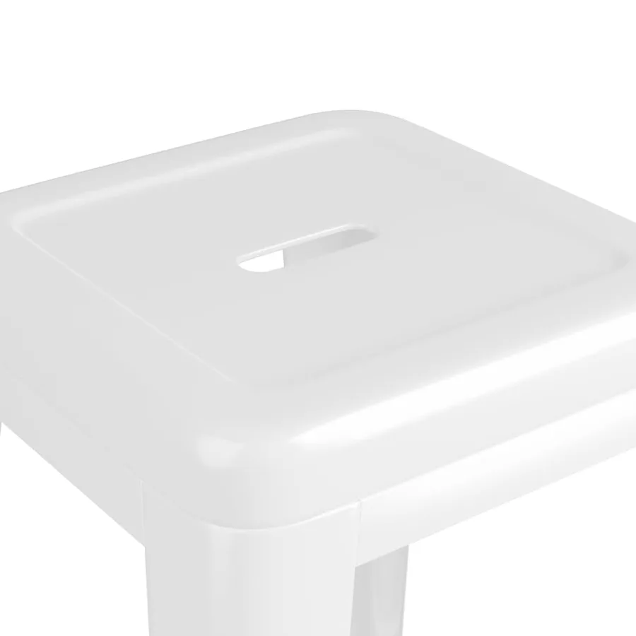 Tabourets de bar empilables lot de 2 blanc Métal - 5