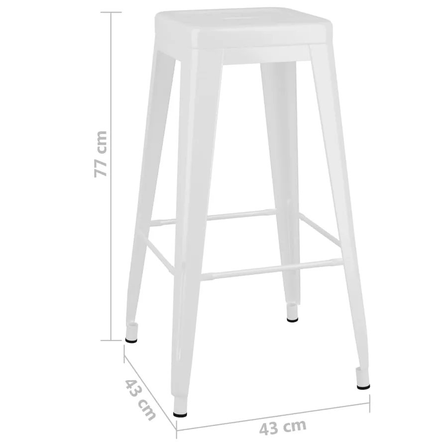 Tabourets de bar empilables lot de 2 blanc Métal - 7
