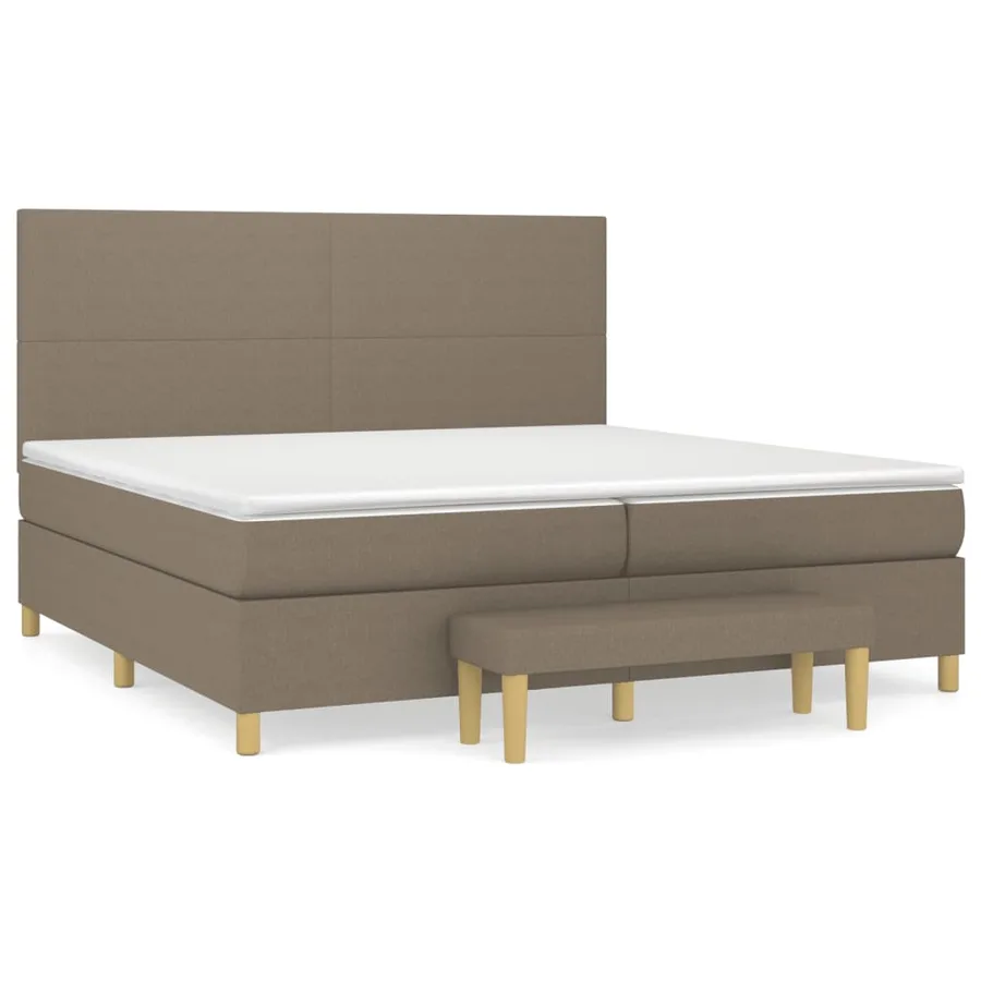Sommier à lattes de lit avec matelas Taupe 200x200 cm Tissu - 2