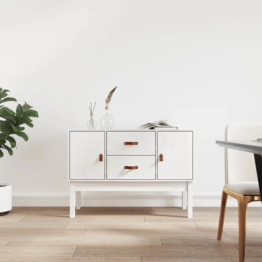 Buffet Blanc 110x40x78 cm Bois massif de pin