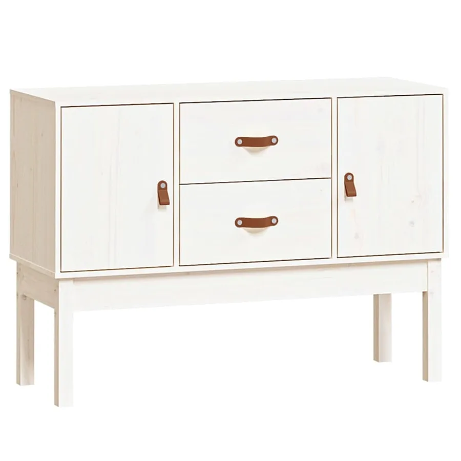Buffet Blanc 110x40x78 cm Bois massif de pin - 2