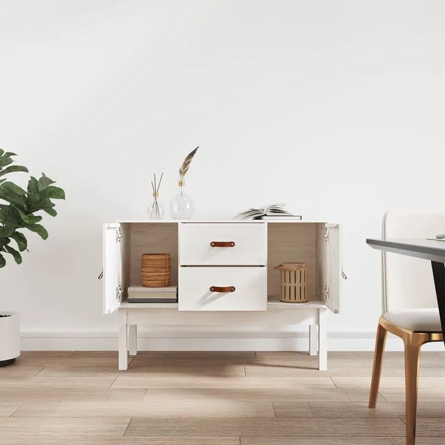 Buffet Blanc 110x40x78 cm Bois massif de pin - 3
