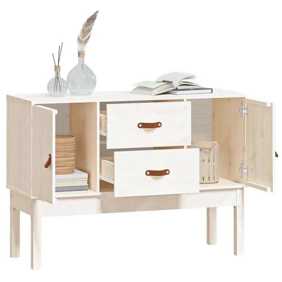 Buffet Blanc 110x40x78 cm Bois massif de pin - 4