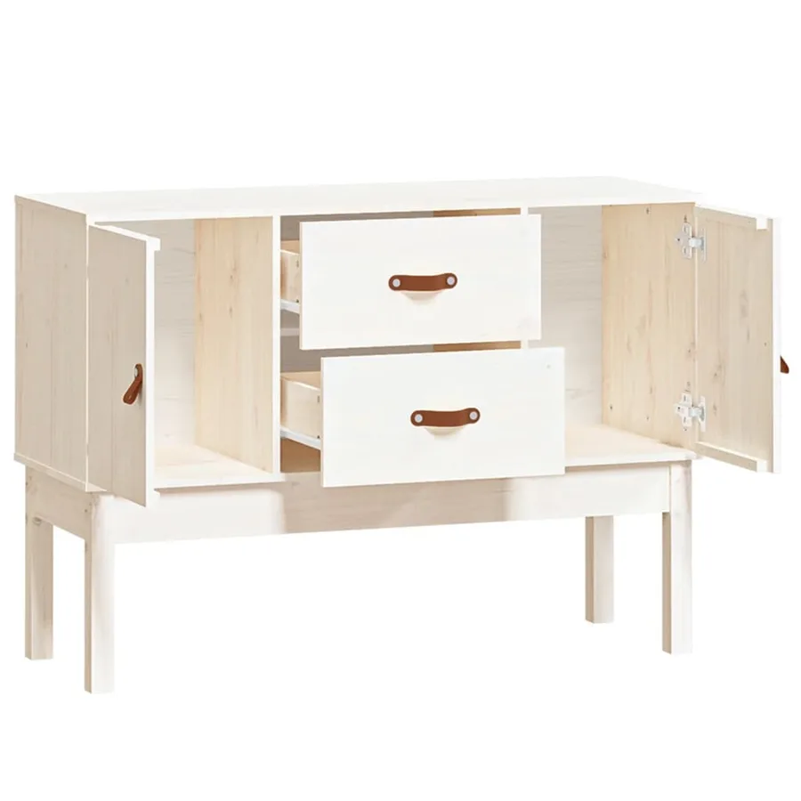 Buffet Blanc 110x40x78 cm Bois massif de pin - 6