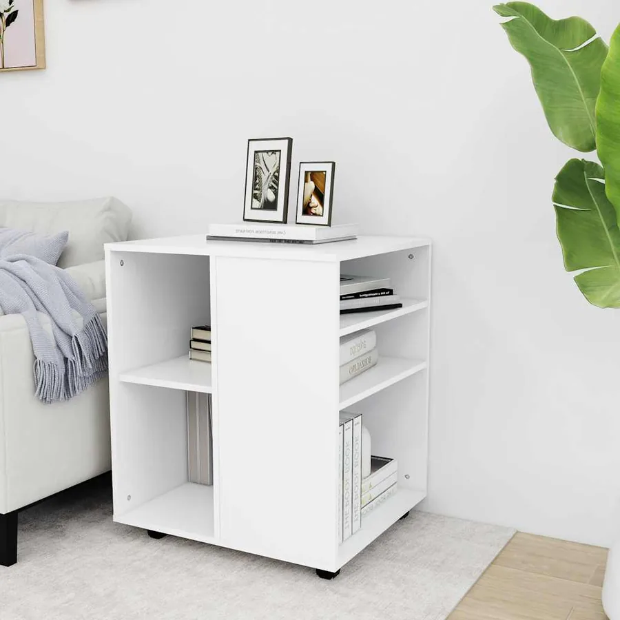 Armoire à roulettes Blanc 60x53x72 cm Bois d’ingénierie