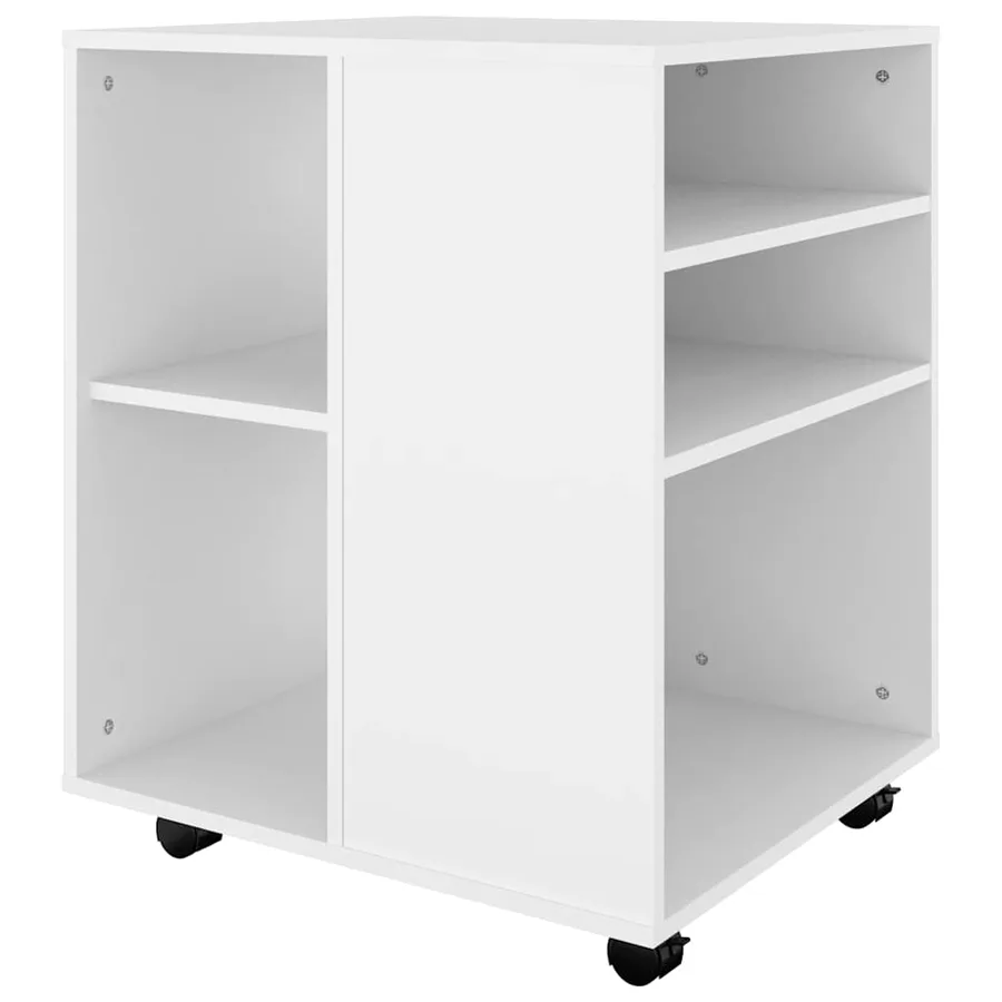 Armoire à roulettes Blanc 60x53x72 cm Bois d’ingénierie - 5