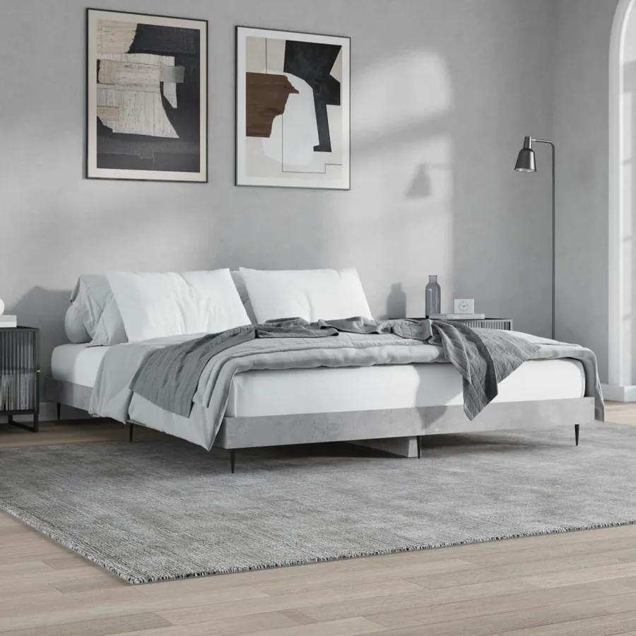 Cadre de lit sans matelas gris béton 160x200 cm - 4