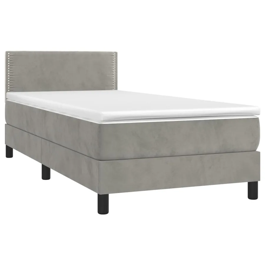Sommier à lattes de lit avec matelas et LED Gris clair 90x200cm - 4
