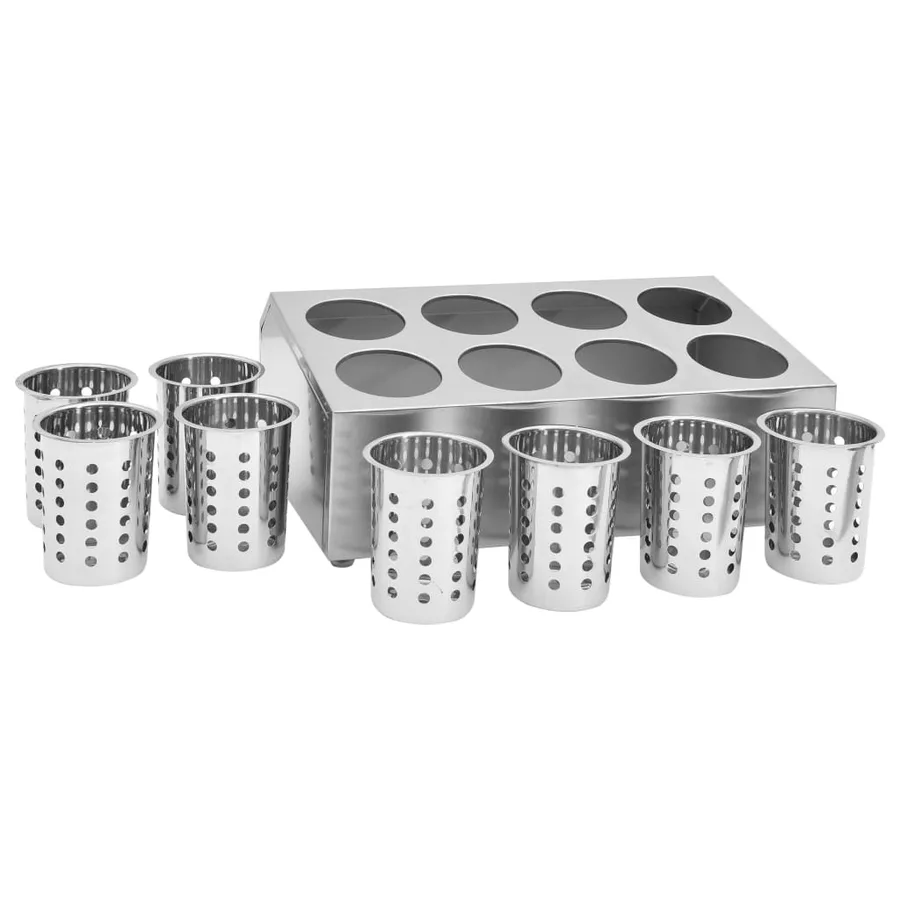Porte-couverts 8 grilles Rectangulaire Acier inoxydable - 6