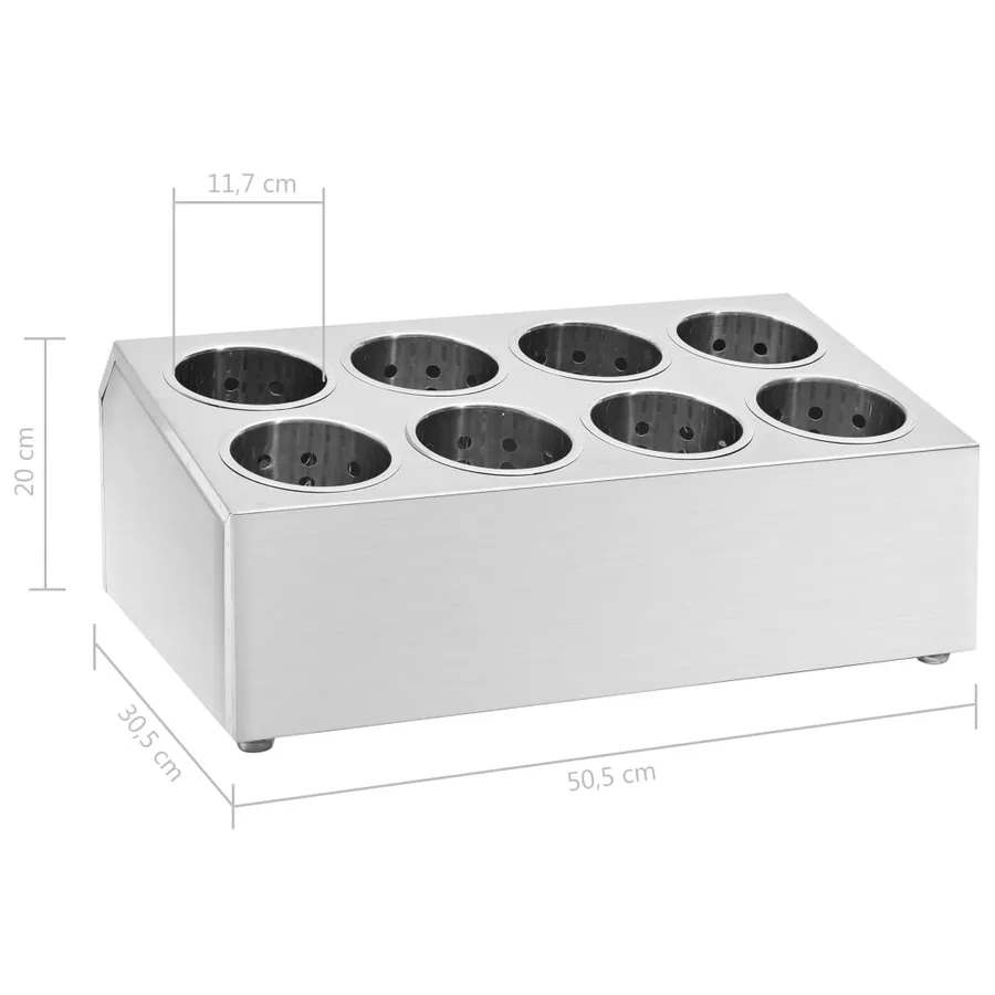 Porte-couverts 8 grilles Rectangulaire Acier inoxydable - 8