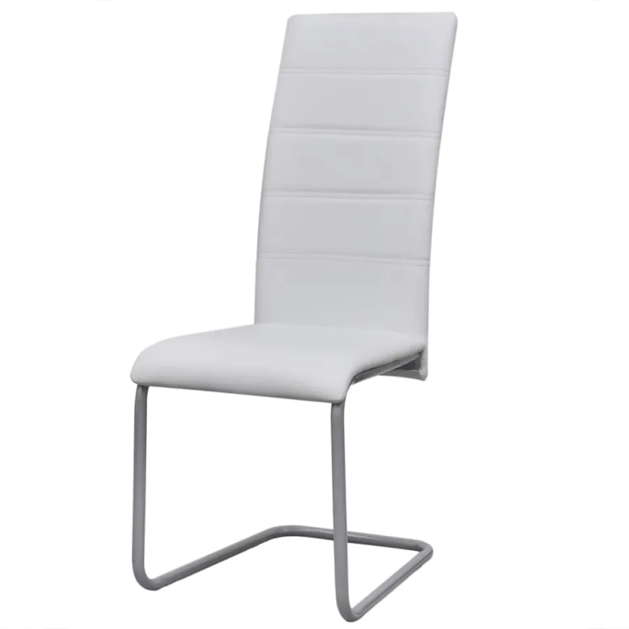 Chaises à manger cantilever lot de 2 blanc similicuir - 2