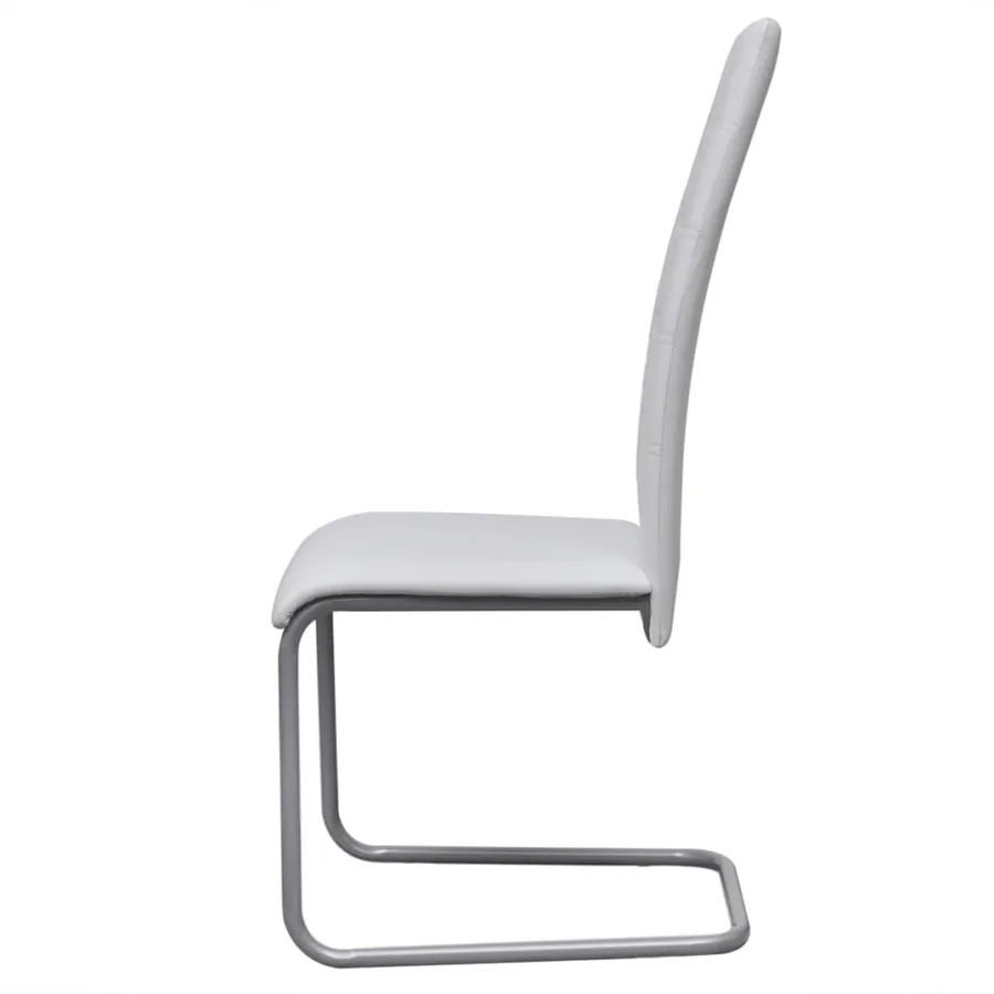 Chaises à manger cantilever lot de 2 blanc similicuir - 4