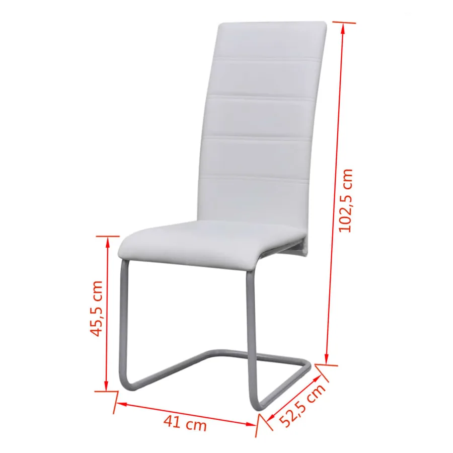 Chaises à manger cantilever lot de 2 blanc similicuir - 8