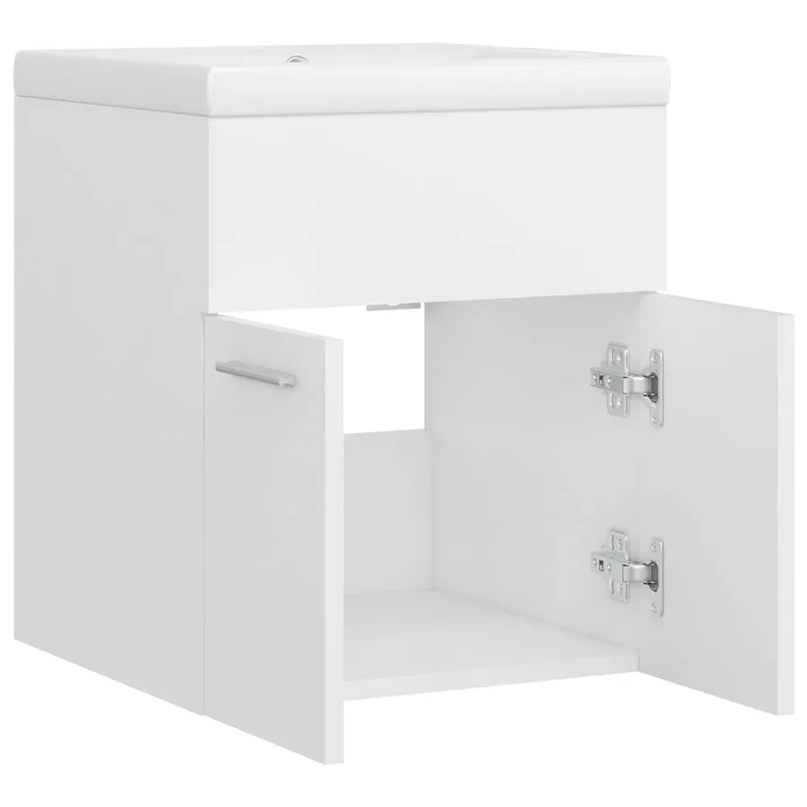 Armoire d'évier avec lavabo intégré Blanc Aggloméré - 10