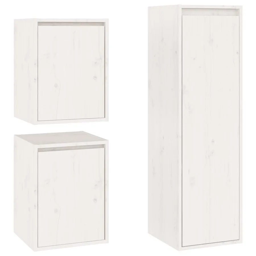 Meubles TV 3 pcs Blanc Bois massif de pin - 2