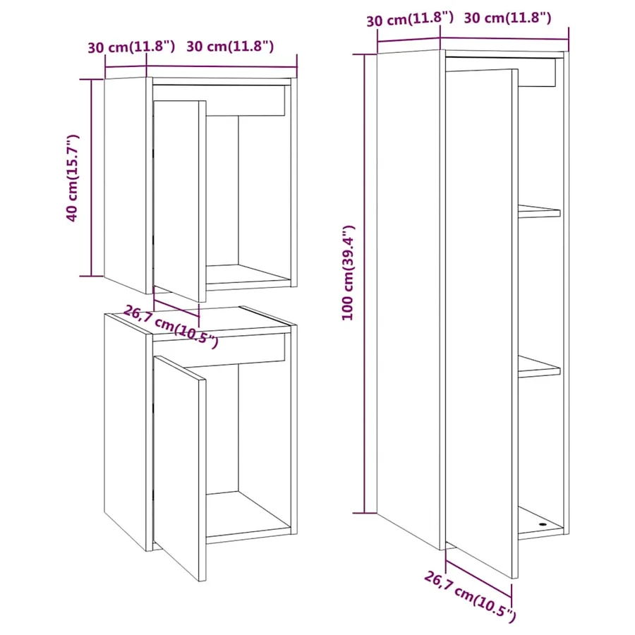 Meubles TV 3 pcs Blanc Bois massif de pin - 9