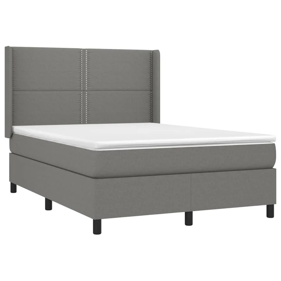 Sommier à lattes de lit matelas LED Gris foncé 140x190 cm Tissu - 4