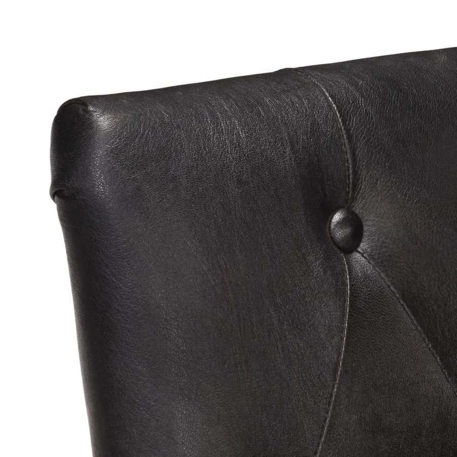 Chaises à manger lot de 4 noir cuir de chèvre véritable - 6