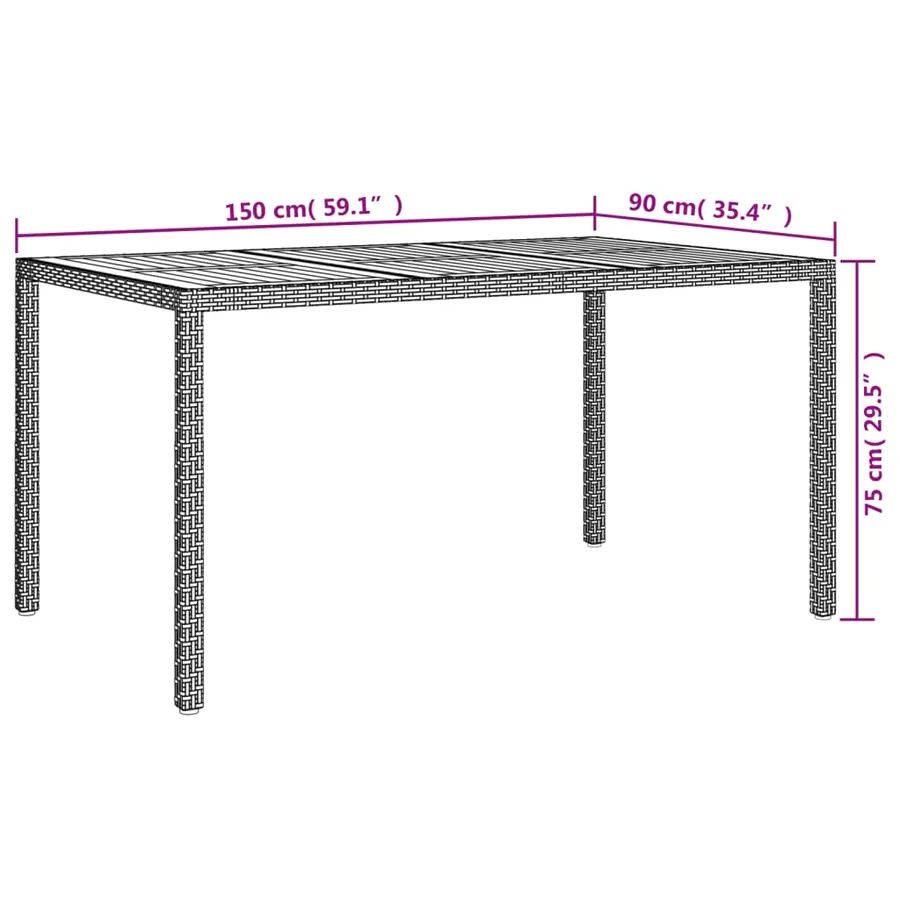 Ensemble à manger de jardin 5 pcs coussins gris résine tressée - 10