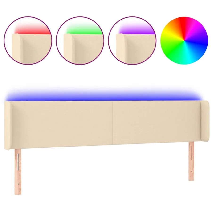 Tête de lit à LED Crème 203x16x78/88 cm Tissu - 2