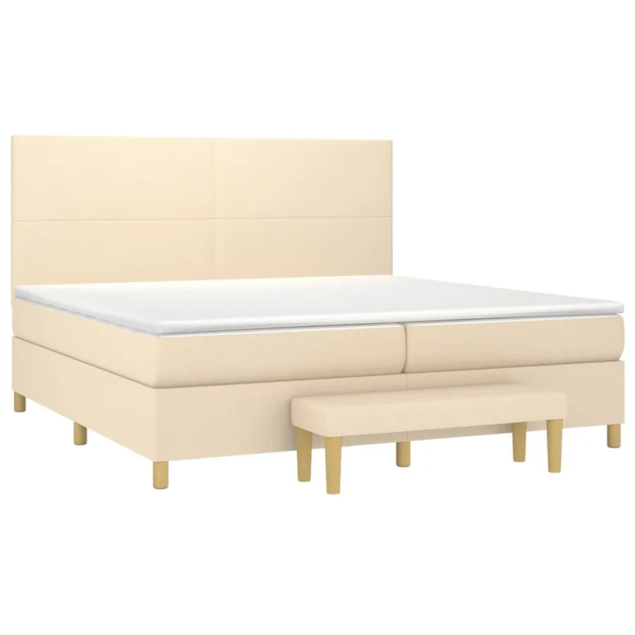 Sommier à lattes de lit avec matelas Crème 200x200 cm Tissu - 3