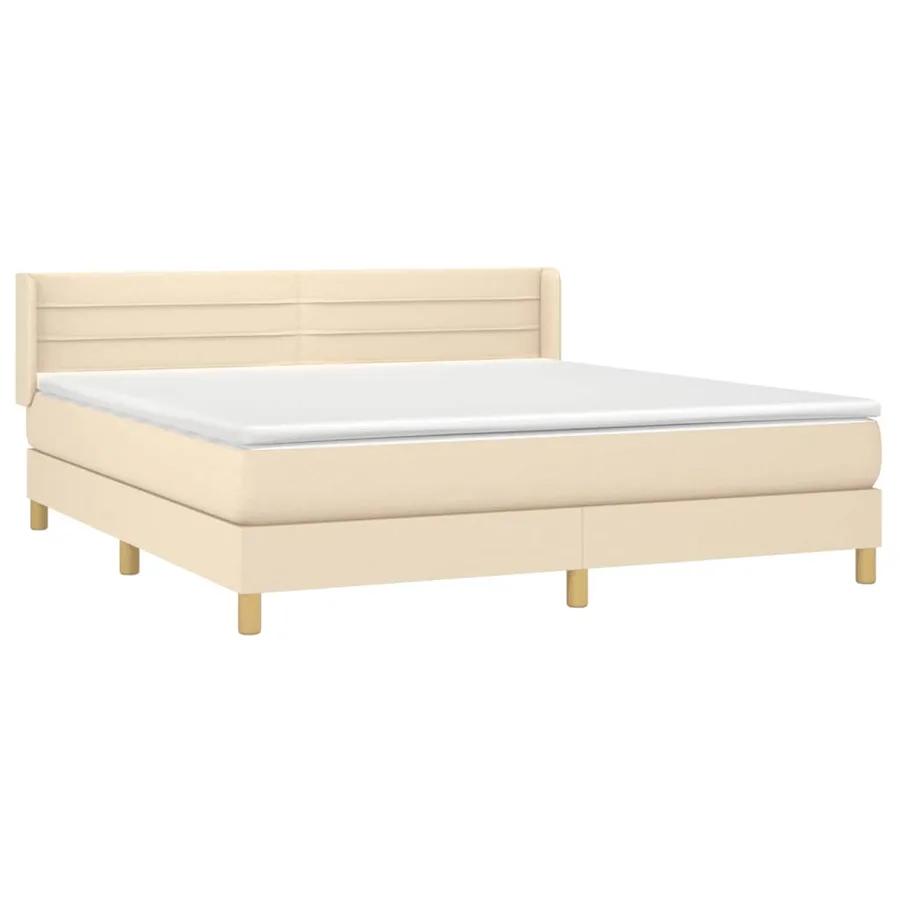 Sommier à lattes de lit avec matelas Crème 160x200 cm Tissu - 3