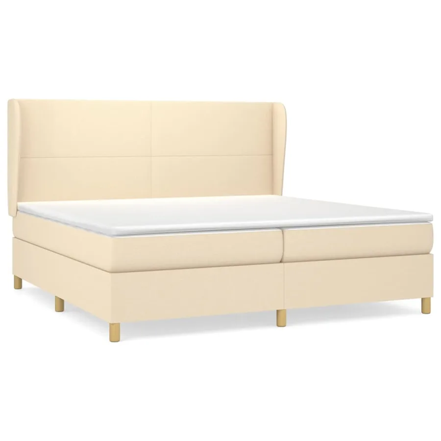 Sommier à lattes de lit avec matelas Crème 200x200 cm Tissu - 2
