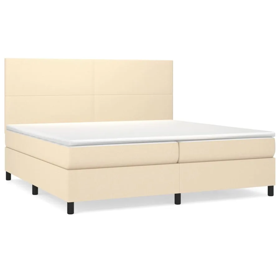 Sommier à lattes de lit avec matelas Crème 200x200 cm Tissu - 2