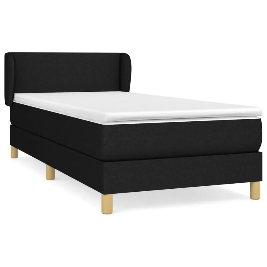 Sommier à lattes de lit avec matelas Noir 100x200 cm Tissu - 2