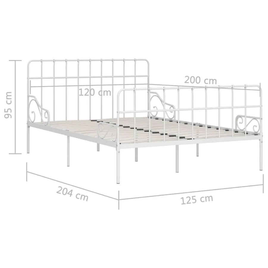Cadre de lit sans matelas avec sommier à lattes métal 120x200cm - 5
